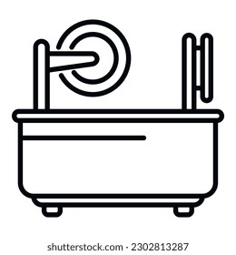 Machine textile icon outline vector. Wool cotton. Industry fabric