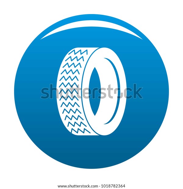 Machine tire icon vector blue circle isolated on white\
background 