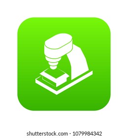 Machine tool icon green vector isolated on white background