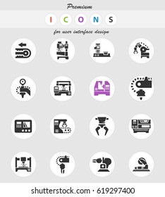 machine tools vector icons for user interface design