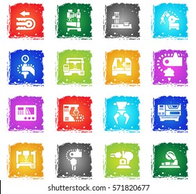 machine tools vector web icons in grunge style for user interface design