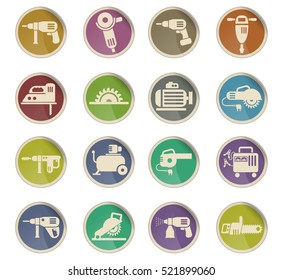 machine tools web icons on color paper labels