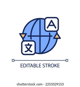 Machine translation software RGB color icon. Localization service. Professional translators, interpreters. Isolated vector illustration. Simple filled line drawing. Editable stroke. Arial font used