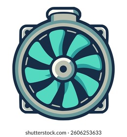machine turbine technology flat color vector illustration template design