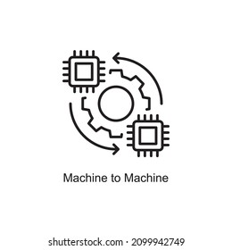 Machine to Machine vector outline Icon Design illustration. Internet of Things Symbol on White background EPS 10 File