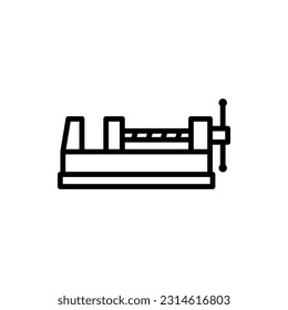 Machine vise vector icon. Clamping device for drilling milling of metal, wood, plastic.