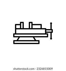 Machine vise vector icon. Clamping device for drilling milling of metal, wood, plastic.