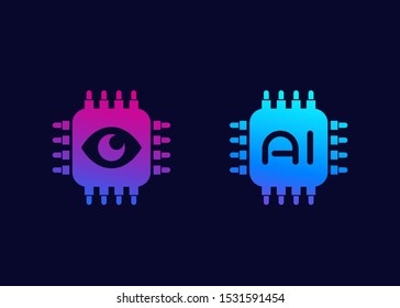 Machine Vision And AI Chipset Icons