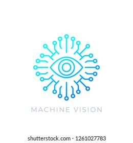 Machine Vision, AI Concept, Vector Line Icon