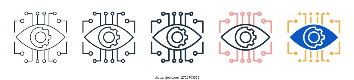 Ilustración vectorial de conjunto de iconos de estilo diferente de Machine Vision.