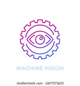 Machine Vision Icon, Computer Visual Recognition Line Vector