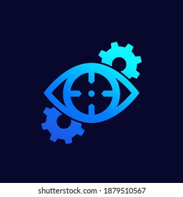 Machine Vision Icon With Gears, Vector