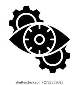 Ilustração de vetor de estilo de glifo de ícone de visão de máquina
