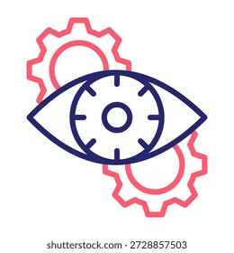 Ilustração de vetor de estilo de cor da linha do ícone da visão da máquina