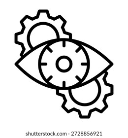 Ilustração de vetor de estilo de linha de ícone de visão de máquina