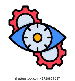 Imagem de vetor de estilo de cor linear do ícone da visão da máquina