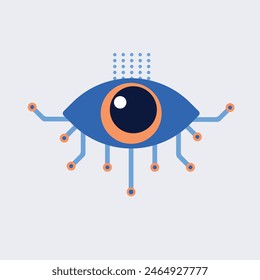 Machine vision sign and monitoring, surveillance. Vector illustration