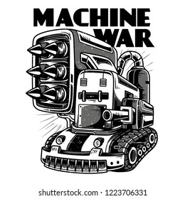 Machine War Black n White Illustration