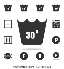 machine wash at 30 degrees icon. Detailed set of laundry icons. Premium quality graphic design. One of the collection icons for websites, web design, mobile app on white background
