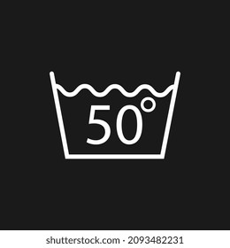 Machine wash hot 50, washing icon. Vector illustration, flat design