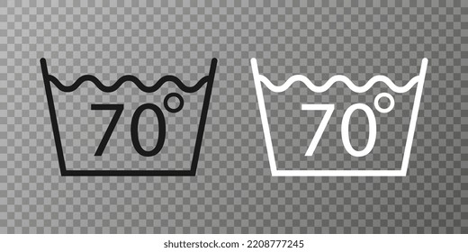 Machine wash hot 70, washing icon. Vector illustration, flat design