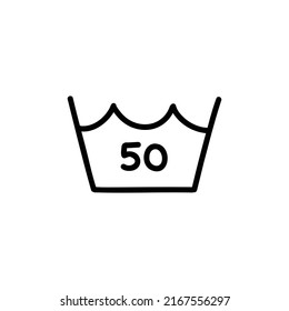machine wash hot symbol doodle icon, vector illustration