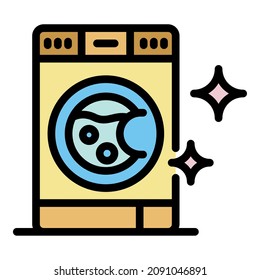 Machine wash icon. Outline machine wash vector icon color flat isolated