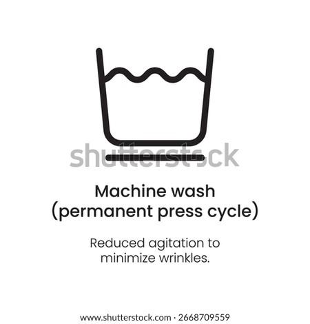 Machine Wash Permanent Press Cycle Symbol - Laundry Care Vector Icon
