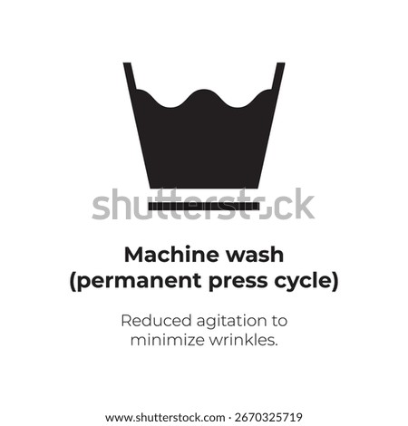 Machine Wash Permanent Press Cycle Symbol - Laundry Care Vector Icon
