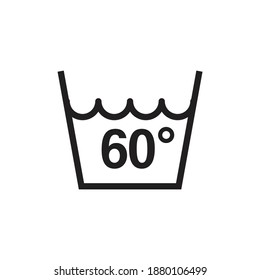 Maschinenwaschtemperatur 60 Symbol-Design einzeln auf weißem Hintergrund