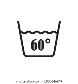 Temperatura de lavado automático 60 diseño de iconos aislado en fondo blanco
