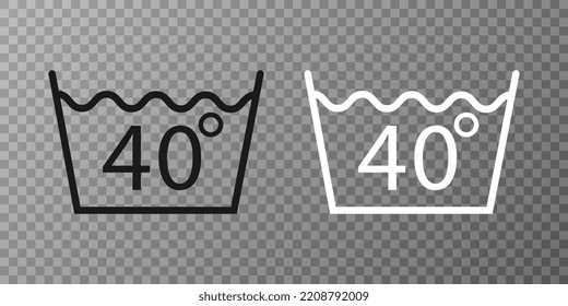 Lavadora de máquina caliente 40, icono de lavado. Ilustración vectorial, diseño plano