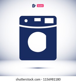 Machine washing icon, stock vector illustration flat design style