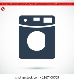 Machine washing icon, stock vector illustration flat design style