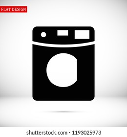Machine washing icon, stock vector illustration flat design style