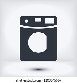 Machine washing icon, stock vector illustration flat design style