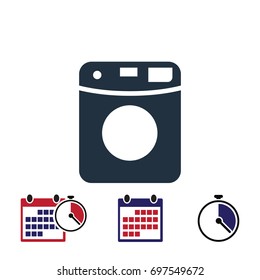 Machine washing icon, stock vector illustration flat design style