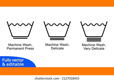 Machine WASHING SYMBOLS FULL SET VECTOR DESIGN