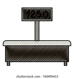 machine of weighing in colored crayon silhouette