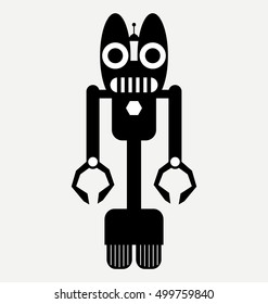 machine wheeled robot, vector robot silhouette 