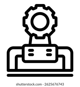 Machine working with cogwheel gear, representing industrial production process