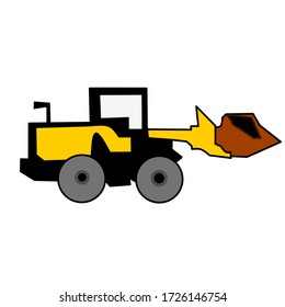 Machine Yellow Bulldozer Vector Icons
