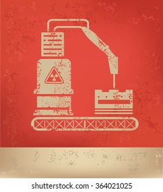 Machine,Industry design on red background,grunge vector