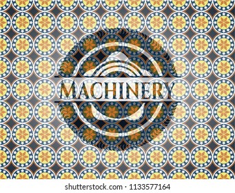 Machinery arabic badge. Arabesque decoration.