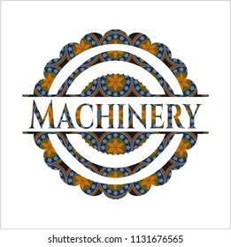 Machinery arabic emblem background. Arabesque decoration.