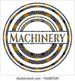Machinery arabic style emblem. Arabesque decoration.