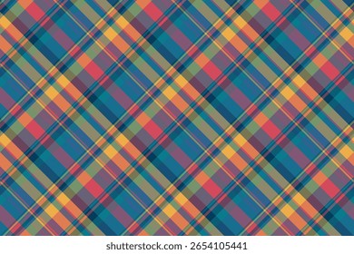Machinery background tartan pattern, carpet seamless vector texture. Folklore plaid textile check fabric in cyan and pastel colors palette.