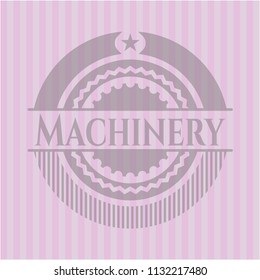 Machinery badge with pink background