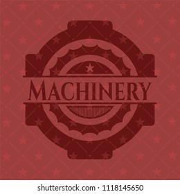 Machinery badge with red background
