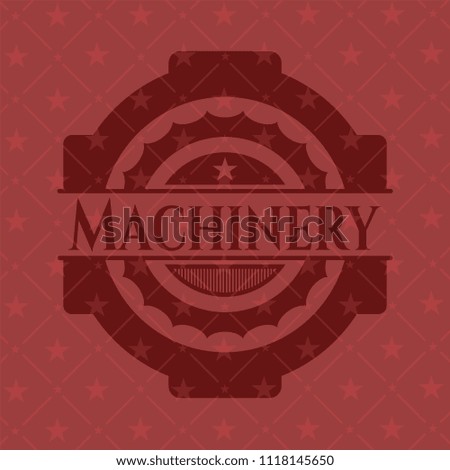Machinery badge with red background